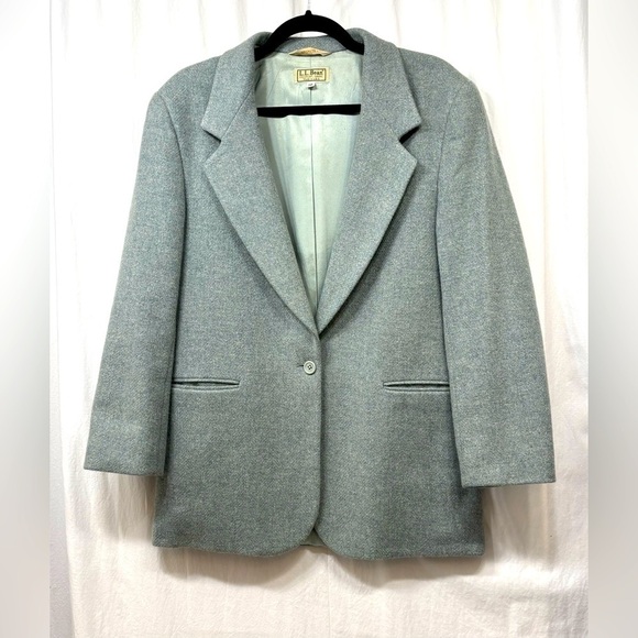Vintage LL Bean Mint Green Wool One Button Blazer Suit Jacket Size 10 - Picture 16 of 16